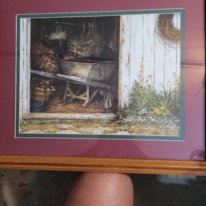 Michael Humphries Print Oak Framed Matted Wheelbarrel 22inx18on